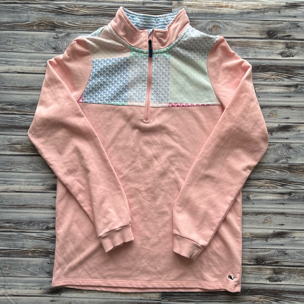 Vineyard Vines girls quarter zip pink whale pullover sweatshirt - Picture 2 of 8